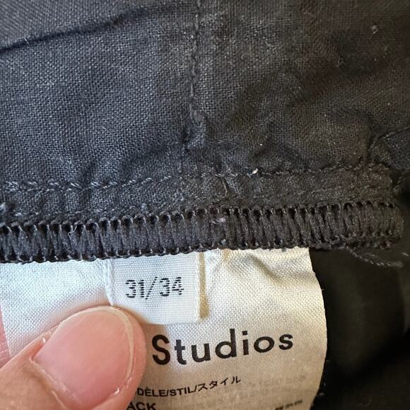 ACNE STUDIOS Ace Ups Jeans Black Denim Slim Straight Low Rise Moto - Picture 11 of 16